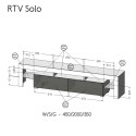 Szafka RTV SOLO 200x45x36 szary/szary połysk