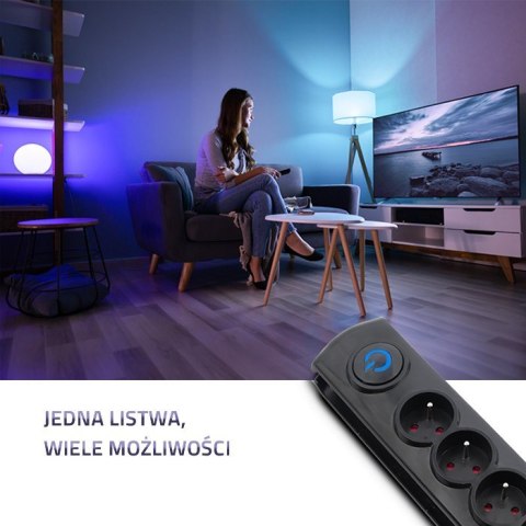 Qoltec Listwa antyprzepięciowa 5 gniazd | 3m | Czarna