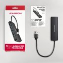 AXAGON HUE-C1A 4-portowy hub USB 5Gbps Travel, USB-C power IN, kabel Type-A 19cm, USB-C dodatkowe zasilanie
