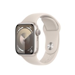 Apple Watch Series 9 GPS, 41mm Koperta z aluminium w kolorze księżycowej poświaty z paskiem sportowym w kolorze księżycowej poświaty -