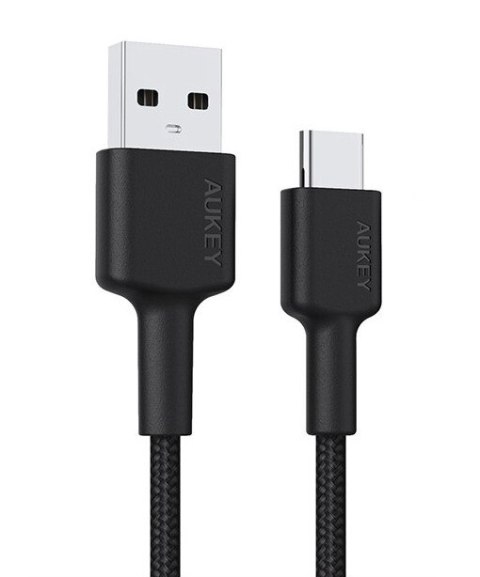 AUKEY CB-CD30 kabel USB-C - USB-A 0,9m 60W PD 3A 20V nylonowy oplot czarny