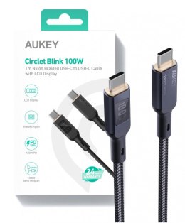 AUKEY CB-MCC102 nylonowy kabel USB C - USB C | LED | 1.8m | 5A | 100W PD | 20V