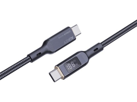 AUKEY CB-MCC102 kabel USB-C - USB-C 1.8m 100W PD 5A 20V LED nylonowy oplot czarny