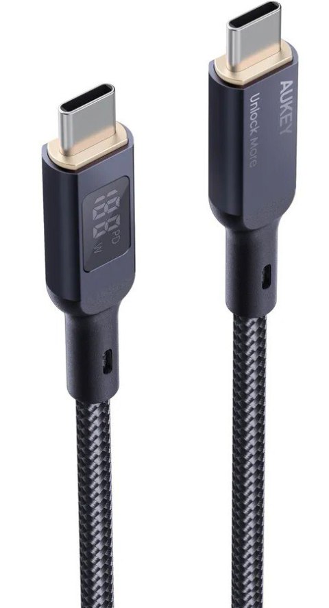 AUKEY CB-MCC102 kabel USB-C - USB-C 1.8m 100W PD 5A 20V LED nylonowy oplot czarny