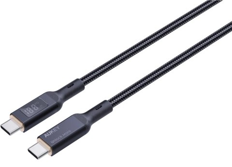 AUKEY CB-MCC102 kabel USB-C - USB-C 1.8m 100W PD 5A 20V LED nylonowy oplot czarny