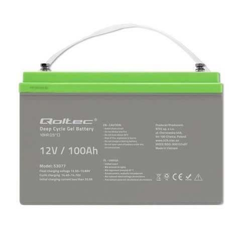 Qoltec Akumulator żelowy Deep Cycle | 12V | 100Ah