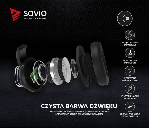 Savio Słuchawki gamingowe z mikrofonem Vertigo