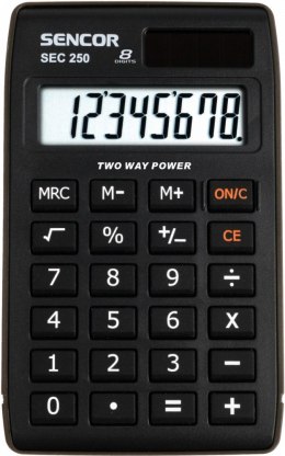 Sencor Kalkulator kieszonkowy SEC 250, 8 cyfr LCD, Podwójne zasilanie
