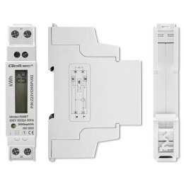 Qoltec Jednofazowy elektroniczny licznik | miernik zużycia energii na szynę DIN | 230V | LCD | 2P | Slim