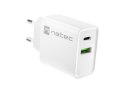 NATEC ŁADOWARKA SIECIOWA RIBERA USB-A + USB-C 20W POWER DELIVERY BIAŁA NUC-2061