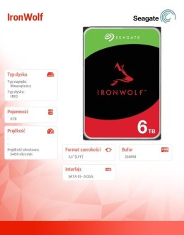 Seagate Dysk IronWolf 6TB 3,5 256MB ST6000VN006