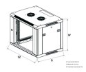 Extralink Szafka wisząca rack 9U 600x450 szara metalowe drzwi