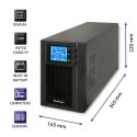 Qoltec Zasilacz awaryjny UPS, on-line, czysta fala sinusoidalna, 1KVA, 800W, LCD, USB