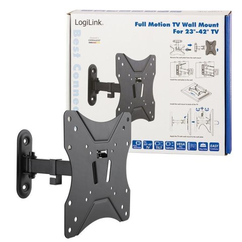 Uchwyt ścienny LogiLink do telewizora LCD/LED nachylenie +/-7.5°, obrót 90° VESA 200x200, 23-42"