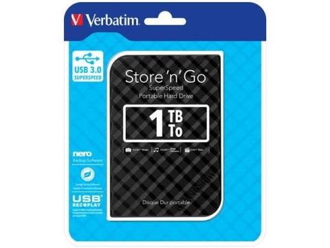 Dysk zewnętrzny Verbatim 1TB Store 'n' Go 2.5" 5400 USB 3.0 czarny