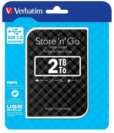 Dysk zewnętrzny Verbatim 2TB Store 'n' Go 2.5" 5400 USB 3.1 czarny