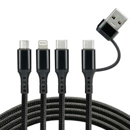 Kabel przewód USB-C / USB 3w1 - USB-C, Lightning, micro USB 120cm everActive CBB-1.2ALL do 3A