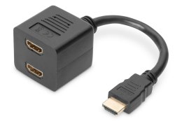 Kabel rozdzielacz (Splitter) DIGITUS HDMI HighSpeed 1080p 24Hz FHD Typ HDMI A/2xHDMI A M/Ż czarny 0.2m