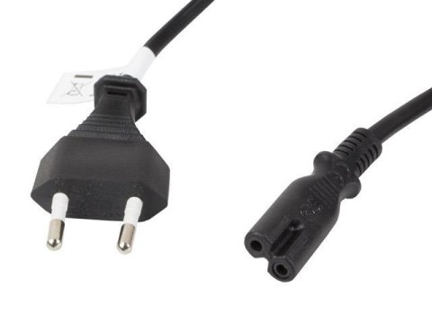 Kabel zasilający Lanberg CEE 7/16 -> IEC 320 C7 EURO (radiowy) 3m VDE czarny