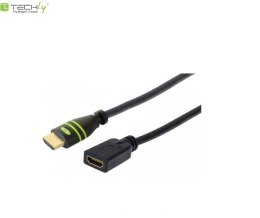 Przedłużacz HDMI Techly HDMI-HDMI M/F Ethernet 3D 4K, 1,8m, czarny