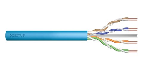 Kabel teleinformatyczny instalacyjny DIGITUS kat.6A, U/UTP, Dca, AWG 23/1, LSOH, 50m, niebieski, ofoliowany