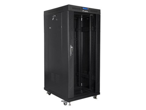 Szafa instalacyjna Rack stojąca 19" 37U 800x1000 czarna drzwi szklane LCD Lanberg (flat pack)