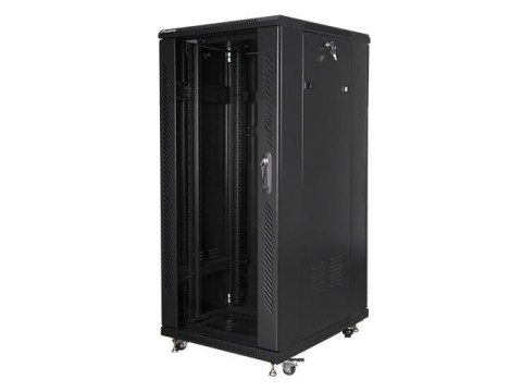 Szafa instalacyjna Rack stojąca 19" 27U 600x800 czarna Lanberg (flat pack)