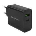 Qoltec Ładowarka Super Quick PD | 1xUSB-C | 1xUSB | 45W | 5-20V | 2.25-3A | Czarna