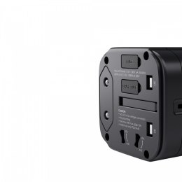 AUKEY PA-TA01 Black uniwersalny podróżny adapter sieciowy 2xUSB+1xUSB C | 7.8A | pasuje w 150 krajach