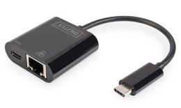 Karta sieciowa DIGITUS przewodowa USB 3.0 Typ C do RJ45 Gigabit Ethernet oraz 1xUSB Typ C z PD 2.0