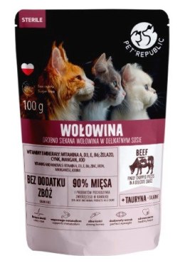 PET REPUBLIC Sterile Wołowina drobno siekana - mokra karma dla kota - 100 g