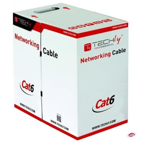 Kabel instalacyjny TechlyPro skrętka Cat6 UTP 4x2 drut CCA 305m, szary