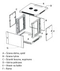 Extralink Szafka wisząca rack 9U 600x450 szara szklane drzwi