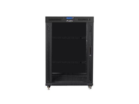 Lanberg Szafa stojąca 19 cali 22U 800x1000 drzwi szklane LCD (flat pack) V2 czarna