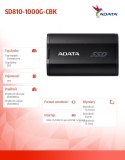 Adata Dysk SSD External SD810 1TB USB3.2C 20Gb/s czarny