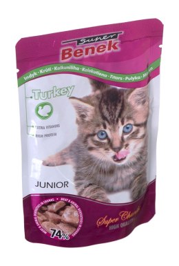 CERTECH Super Benek Junior saszetka dla kota z kawałkami indyka w sosie 100g