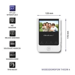 Qoltec Wideodomofon Theon 4 | TFT LCD 4,3 cala | biały
