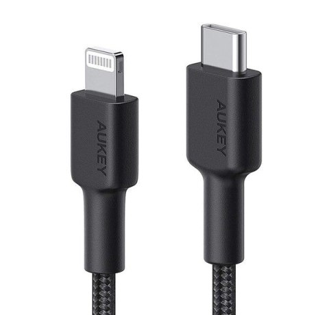 AUKEY CB-CL03 kabel Lightning - USB-C 2m MFi Apple USB-PD nylonowy oplot czarny