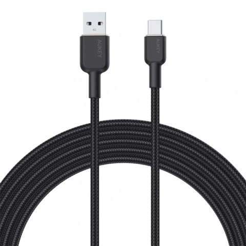 AUKEY CB-NAC1 kabel USB-C - USB-A 1m 60W PD 3A 20V nylonowy oplot czarny