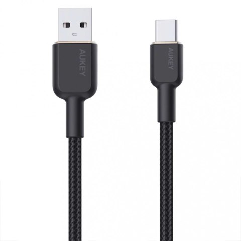 AUKEY CB-NAC1 kabel USB-C - USB-A 1m 60W PD 3A 20V nylonowy oplot czarny