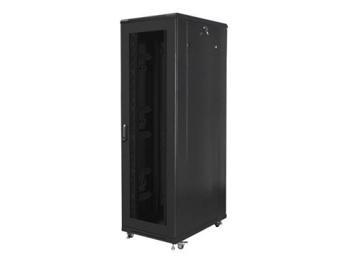 Szafa instalacyjna Rack stojąca 19" 42U 800x1000 czarna drzwi perforowane Lanberg (flat pack)