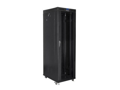 Szafa instalacyjna Rack stojąca 19" 42U 800x800 czarna drzwi szklane LCD Lanberg (flat pack)