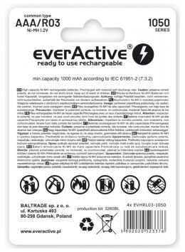 EverActive Akumulatory paluszki R03/AAA 1000 mAH blister 4 szt.