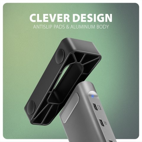 AXAGON HMC-10HLS Wieloportowy hub USB 9in1, 5Gbps, 4x USB-A, HDMI 4K/60Hz, GLAN, SD/microSD, PD 100W, 25cm USB-C kabel