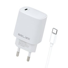 Ładowarka sieciowa Beline 20W 1xUSB-C PD 3.0+kabel USB-C - biała