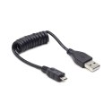 Kabel micro USB-USB 2.0, spirala Gembird AM-BM (0,2-0,6 m)