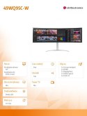 LG Electronics Monitor 49WQ95C-W 49 cali Ultra Wide Dual QHD