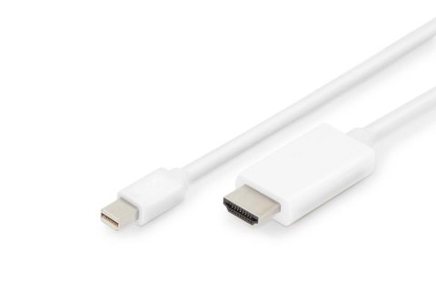 Kabel adapter DIGITUS miniDisplayPort 1.2 4K 60Hz UHD Typ miniDP/HDMI A M/M biały 2m