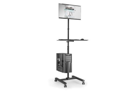 Stojak - mobilna stacja robocza DIGITUS 1xLCD max.32" max.8kg + klawiatura + PC max.10kg, uchyl.-obrot.