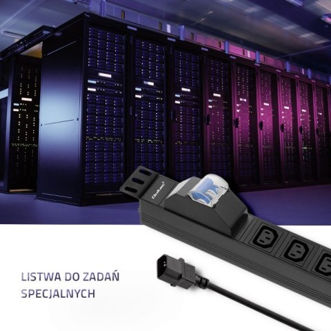Qoltec Listwa zasilająca do Rack 19cali | circuit breaker | 1U | 10A | PDU | 8xIEC C13 | 2m
